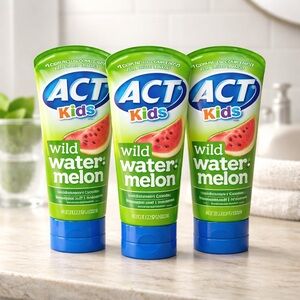 NWT 
ACT Kids Fluoride Rinse toothpaste 
Wild Watermelon 3 Pack
All Sealed